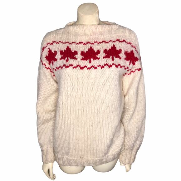 Handknit Canada Maple Leaf Sweater - Picture 1 of 4